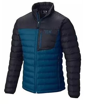Men's Mountain Hardwear Dynotherm Down Jacket Blue & Black Medium Puffer Coat • $29.99