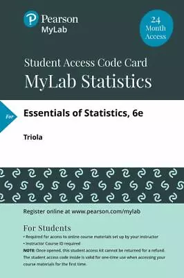 Essentials Of Statistics -- MyLab Statistics With Pearson EText By  • $25.99