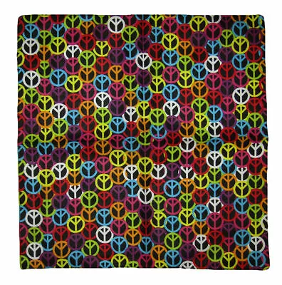 $5.55 • Buy 22 X22  Rainbow Multi-Color Small Peace Signs Black 100% Cotton Bandana