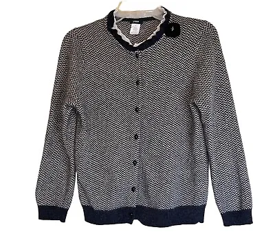 J. Crew Wool Cashmere Blend Herringbone Cardigan Sweater Sz M • $38