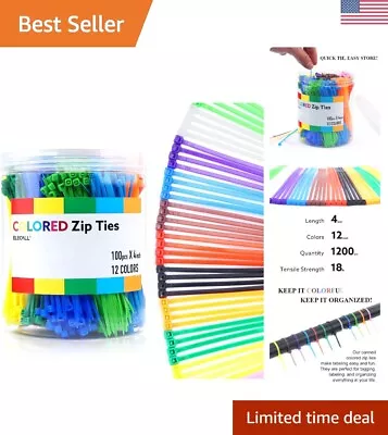 Small Colored Zip Ties - 12 Colors 4 Inch Assorted Cable Ties For Marking &... • $27.99