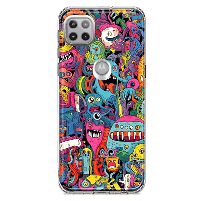 For Motorola One 5G Ace Shockproof Case Psychedelic Aliens Characters • $12.74