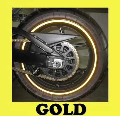 17  Gold Rim Tape Decals Vinyl Stickers Stripes Reflective Motorcycle Wheel Bike • $9.95
