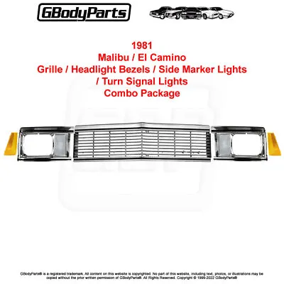 81 Malibu El Camino Grille Headlight Bezel Trim Side Marker Turn Lamp Light SET • $499.95