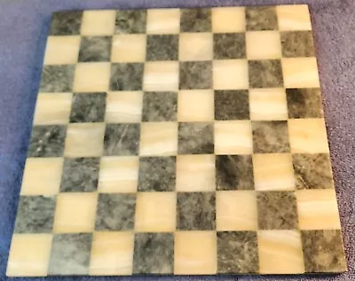 Vintage Onyx Marble Chess Board Only 14x14 Heavy Gray & White Made In Mexico • $39.99