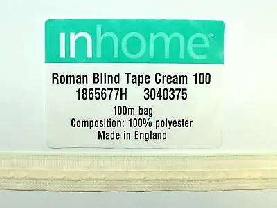 £34.99 • Buy 100m Trade Roll 19mm Rufflette Inhome Slotted Roman Blind Tape Cream Or White