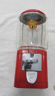 RED Oak Acorn Glass Globe Gumball Candy Vending Machine 1 Cent Vintage-w/Keys • $150