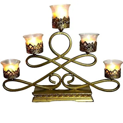 Ornate Five 5 Piece Votive Candelabra Multi Candle Holder • $34.99