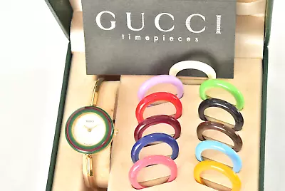 BOX[Near MINT] Vintage Gucci Change Bezel 11/12.2 Quartz 12 Colors Women's Watch • $449.99