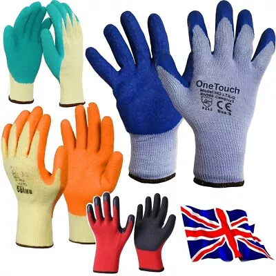 24 Pairs Nitrile / Latex Coated Work Gloves Mens Builders Gardening Grip • £9.99