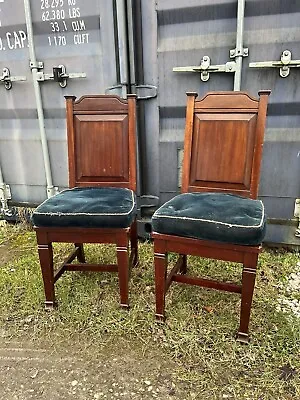 Vintage Wooden Chapel Church Chairs Pair • £35