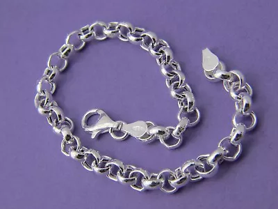 Real 925 Sterling Silver 5mm Thick Rolo Bracelet 6.5inch 7.5inch 8.5inch • $21.99
