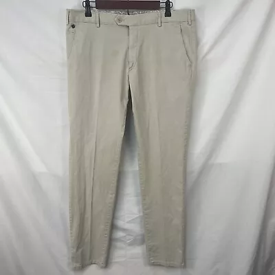 Mens Meyer Bonn Comfort Khaki Chino Trousers Size 36x33 • $29.99