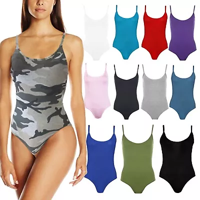 Women Cami Bodysuit Ladies Long Sleeve Scoop Neck Stretch Body Shaper Adult Vest • £13.99