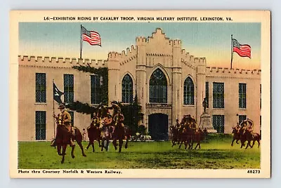 Postcard Virginia Lexington VA Military Institute Cavalry Horse 1940s Unposted • $8