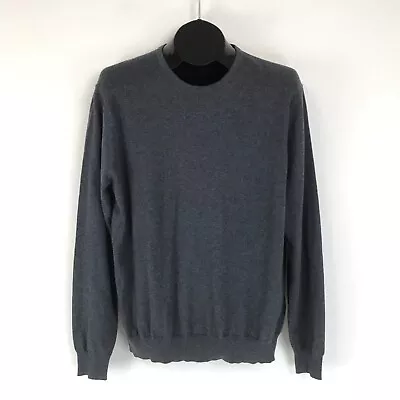 Hickey Freeman Sweater Men's Medium Gray Pullover Cotton Cashmere Casual Knit • $24.99