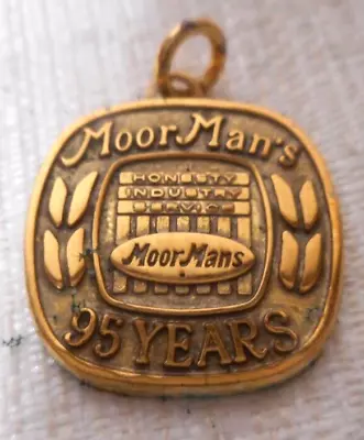 MoorMan's Vtg Square Gold Color 95 Years Pendant Honesty Industry Service 3/4  • $44