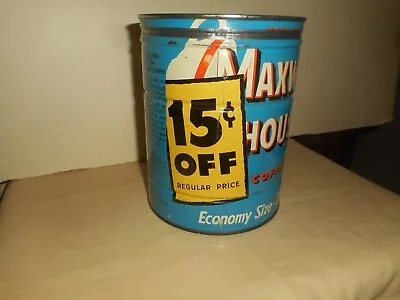 Vintage Maxwell House Coffee Advertising Tin Can 2 Lb. Drip Grind Yellow LID • $37.95