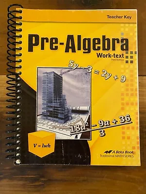 Abeka Pre-Algebra Teacher Key Work-Text Third Edition Mathematics Series  • $15