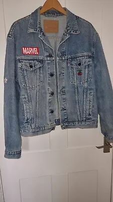 90'S Vintage Levi's Mid Wash Patches Denim Jacket 46  Ch Marvel Com Des Garcons • £29.99