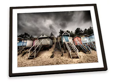 £21.99 • Buy Beach Huts Seaside FRAMED ART PRINT Picture Poster Artwork