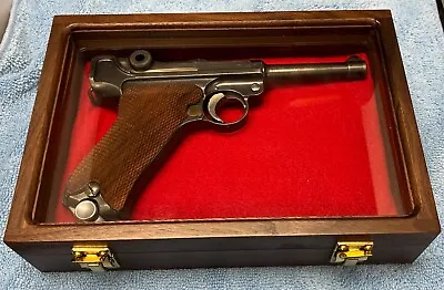 Pistol Gun Presentation Case Glass Top Wood Box German Luger P08 Style Pistols • $140