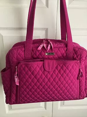 Vera Bradley Quilted Microfiber Baby Bag W Changing Pad Pink Fuchsia Diaper Bag • $25