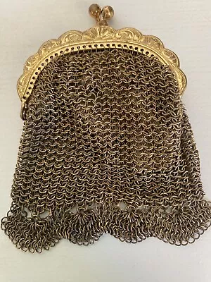 Antique 1920s Gold Mesh Purse 7cm Collectors Piece   Excellent Condition  • $85