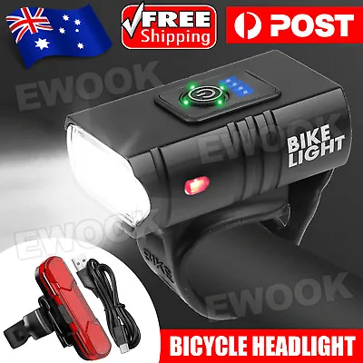 Bike Light Set Rechargeable LED Bicycle Lights Waterproof Headlight Front Rear • $14.85