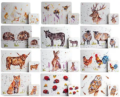 £13.99 • Buy Hardback Placemats And 4 Coasters - Watercolour Animal Designs (Set Of 4)