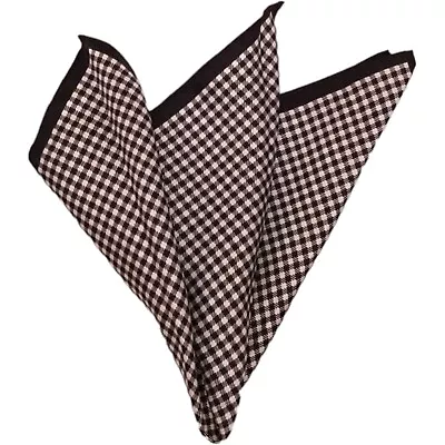 Mens 100% Silk Handkerchief Pocket Square Black White Gingham Check Hanky 13  • $12.88