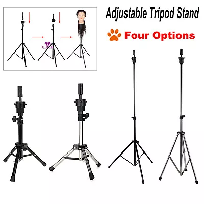 Adjustable Wig Head Stand Mannequin Hairdressing Tripod Holder Black Silver UK • £9.99