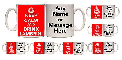 KEEP CALM AND DRINK PERSONALISED MUG AND COASTER (D1) COFFEE TEA 11 - 15oz GIFT • £8.99