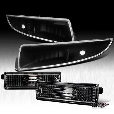 Fit 1993-2002 Chevy Camaro Front+Rear Side Marker Black Signal Lamp Bumper Light • $39.88