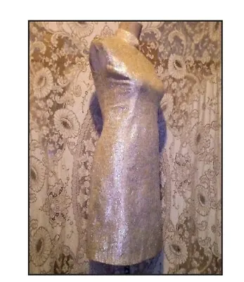 VTG 60s Mod Sleeveless Wiggle Dress Pastel In Aurora Borealis Shimmered Tinsel S • $49.99