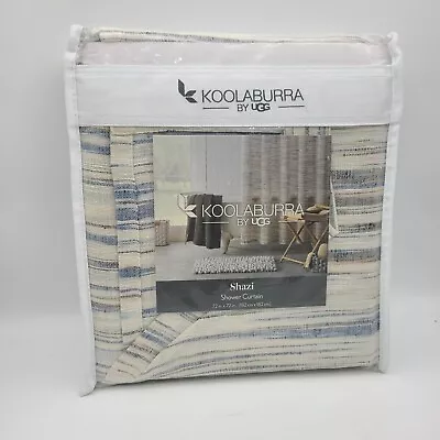 $22 • Buy Koolaburra By Ugg Shazi Fabric Shower Curtain 72x72 In Beige/brown/blue Stripe