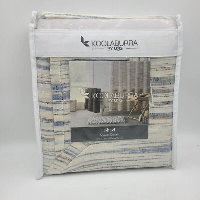 $22 • Buy Koolaburra By Ugg Shazi Fabric Shower Curtain 72x72 In Beige/brown/blue Stripe