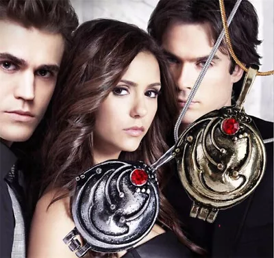 “The Vampire Diaries” Elena Gilbert Antique Silver/Gold Locket/Pendant & Necklac • £7.95