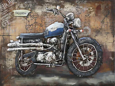 Rustic 3D Metal Motorcycle Wall Art For Home Decor Decoration Hand Made Art • $74.50