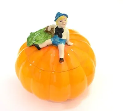 Peter Pumpkin Eater Cookie Jar Autumn Harvest Made USA Vintage Halloween Treat • $40