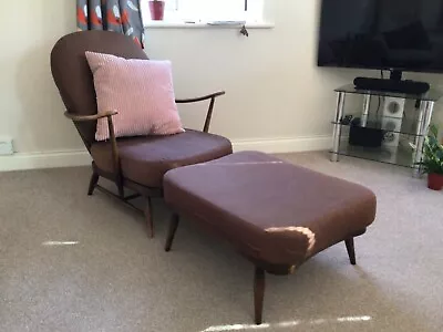 £400 • Buy Vintage Ercol Windsor Model 203 Lounge Chair Armchair And Footstool