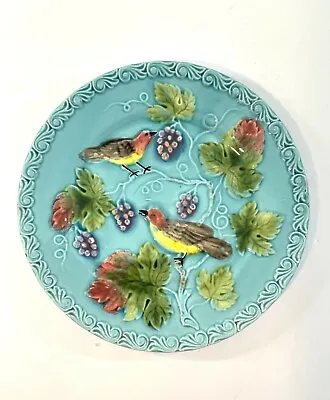 Antique G. S. Zell Majolica Bird & Berry Grape Plate Germany 9-1/4  • $30