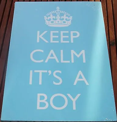 Keep Calm Its A Boy Blue Background 13  X 18  Canvas On Wooden Frame • £2.99