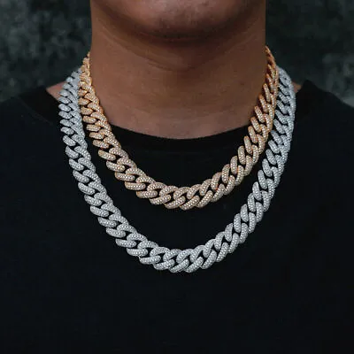 Mens Miami Hip Hop Iced Out Diamond Cut Thick Miami Cuban Link Chain Necklace • £7.99