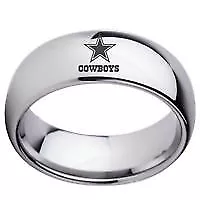 DALLAS COWBOYS Emblem 8mm Shiny SILVER STAINLESS STEEL FAN RING 6-13  USA Seller • $12.99