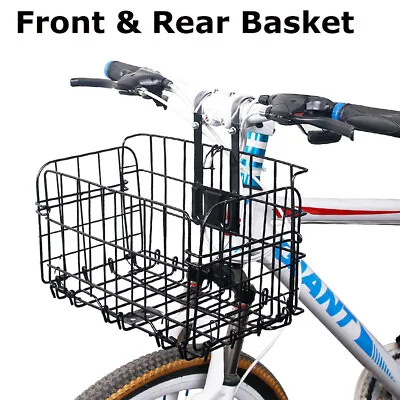 Bicycle Bike Metal Mesh Front Rear Basket Quick Release Frame Shopping Handle • £10.99