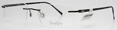 SIMPLYLITE SL804 Black Gold Mens Rectangle Rimless Eyeglasses 56-18-140 B:34 • $45.99