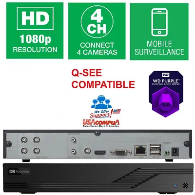 TVT 4 Channel DVR 4CH Remplacement QTH43-1  1080p BNC DVR Recorder Analog HD 1TB • $179.99