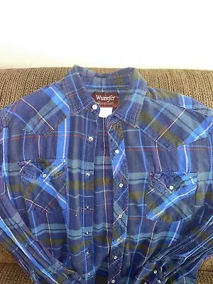 Wrangler Shirt Mens Large Western Cowboy Ranch Cowboycore  • $18