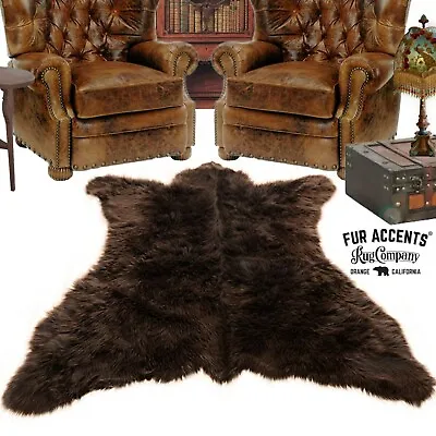 $259.99 • Buy Brown Bear Skin Rug - Plush Shag Faux Fur - Bonded Suede Lining - Made In USA